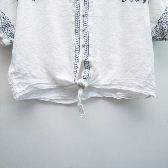 Rails White Linen Embroidered Top Floral - Picture 6 of 8